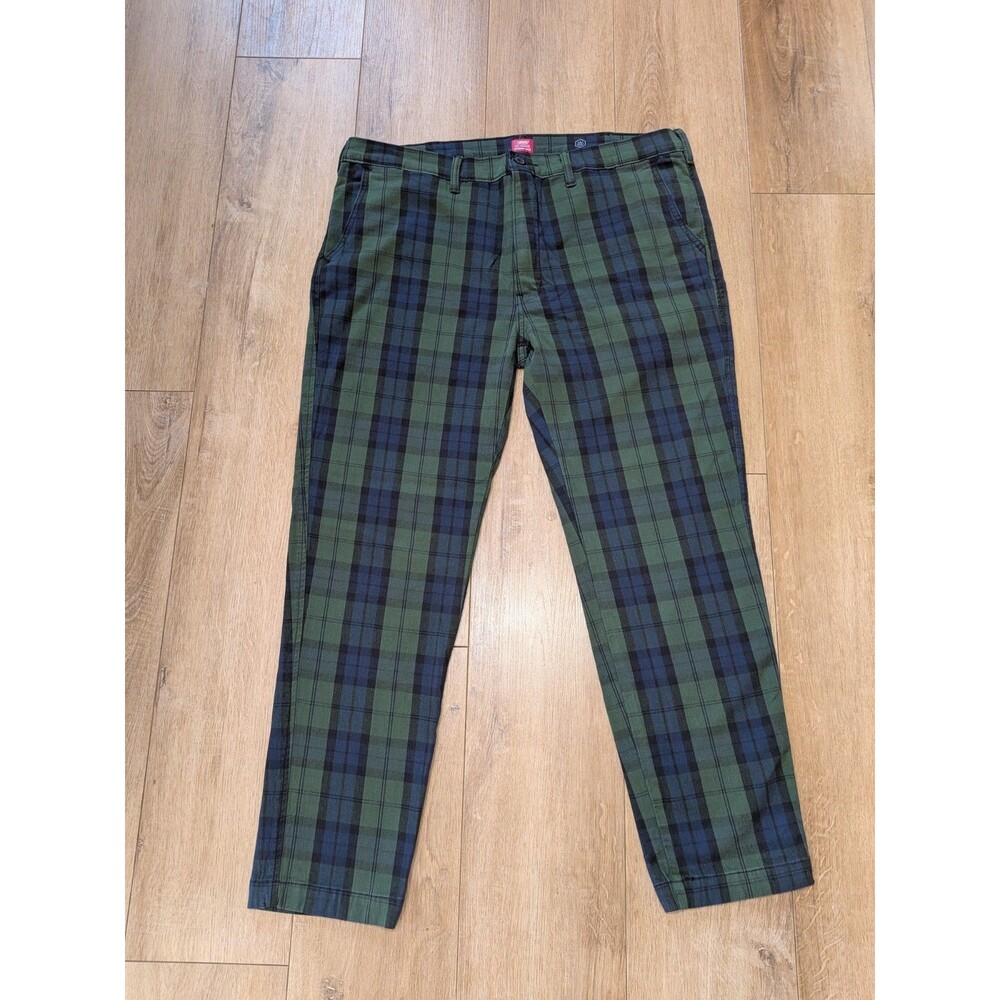 Levis XX Chino Pants Mens 38x30 Green Plaid Warm Standard Taper Casual Preppy